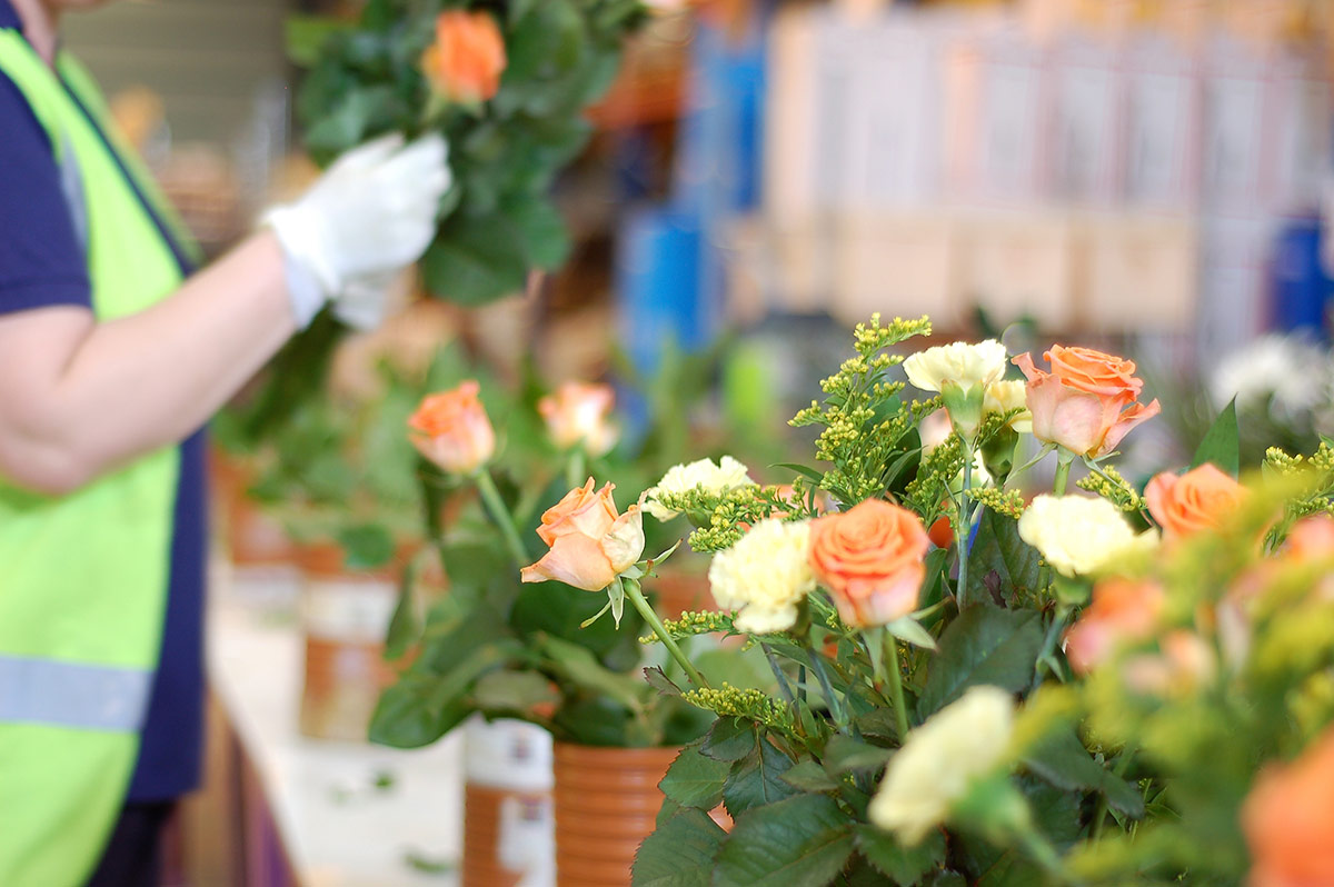 Bulk rewards and recognition corporate flowers order being prepared for delivery