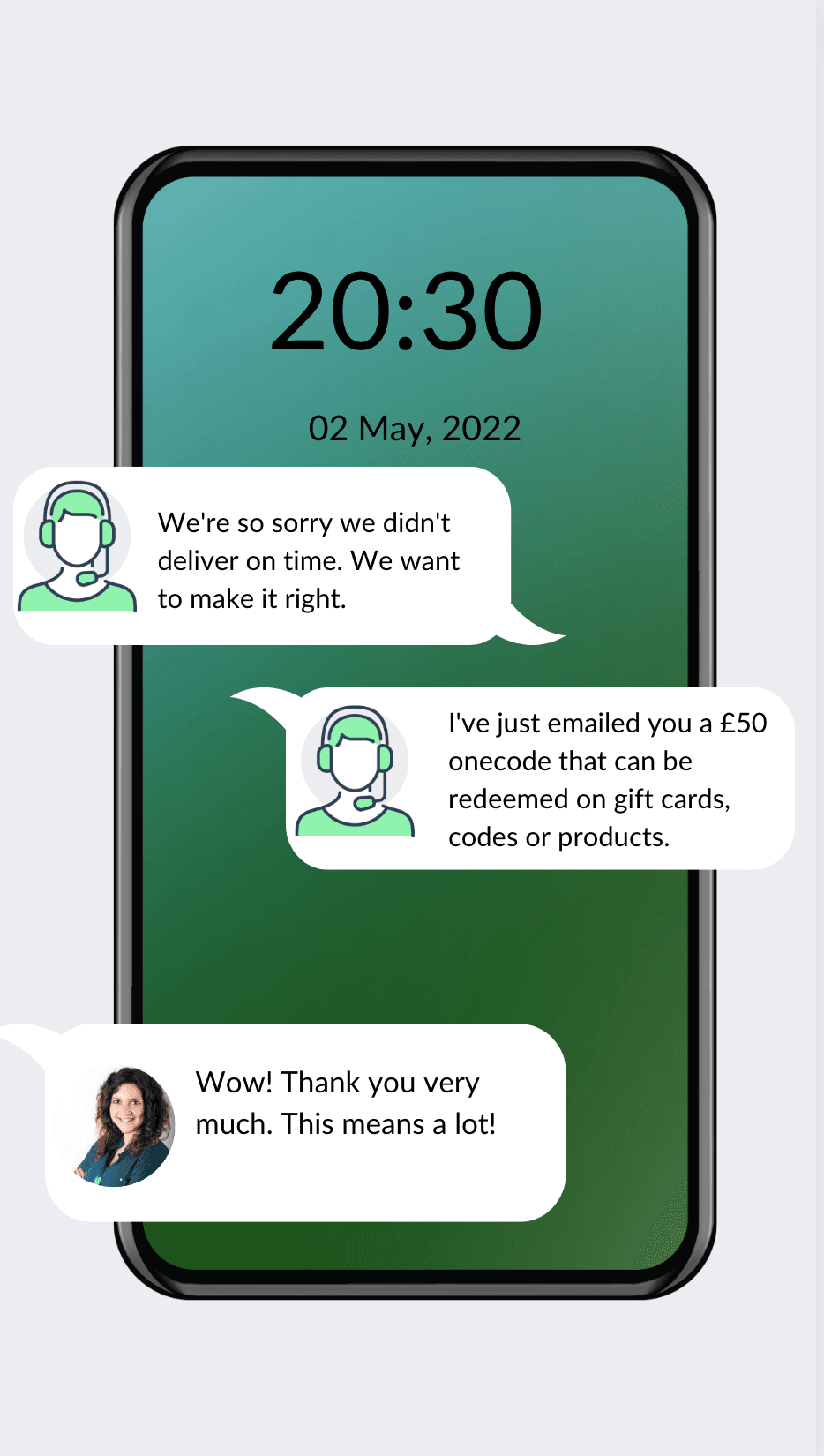 customer apology platform - sms conversation