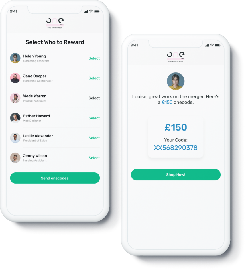 onecode demonstrating manager and employee incentives platform and employee rewards platform