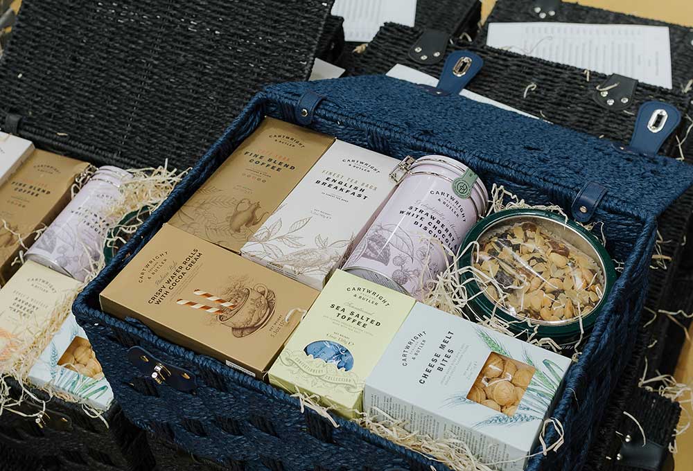 Simply Thank You - Rewards and Recognition Corporate Hampers full of cartwright and butler products in our Gifting Fulfilment warehouse for a long service award