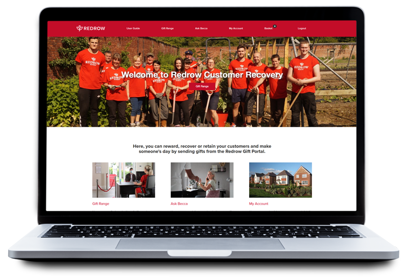 Simply Thank You Portfolio - Gifting Portal for Redrow displayed on laptop