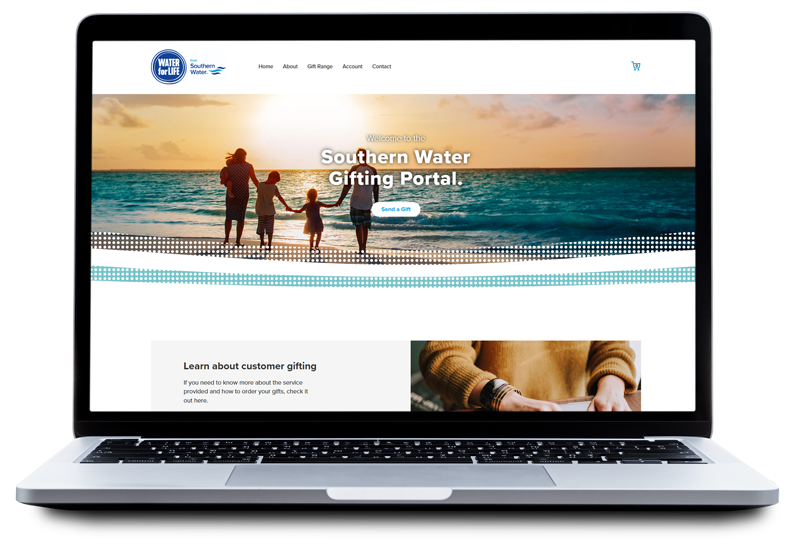 Simply Thank You Portfolio - Gifting Portal for Southern Water displayed on laptop