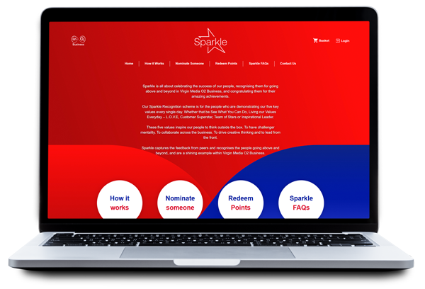 Simply Thank You Portfolio - Gifting Portal for Virgin Media O2 displayed on laptop